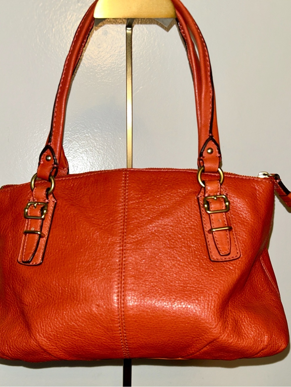 Coach Madison model, the Sophia Satchel. Upcycled Mushroom Charm and Dust Bag - Picture 5 of 10
